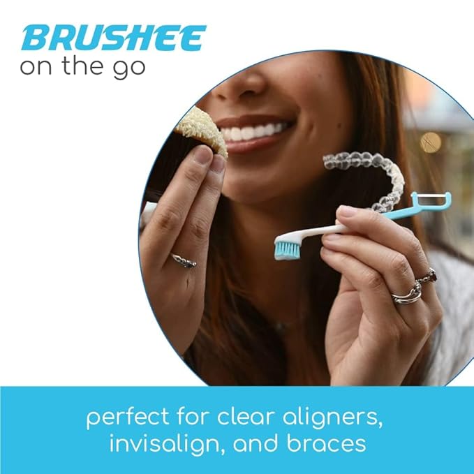 Brushee - The Evolution of Oral Care | 4-in-1 Tool (Paste + Brush + Floss + Pick) | Individually Wrapped | Disposable | Prepasted Travel Toothbrushes | Small Adult Toothbrush - (120-Pack)