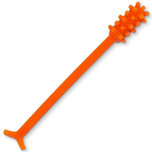 V2 Hard Plastic Denture Gel Adhesive Remover - Remove Denture Gel Adhesive from Mouth & Gums, Denture Glue Removal Tool, Oral Hygiene, Scraper w/Textured Grip and Rigid Bristles