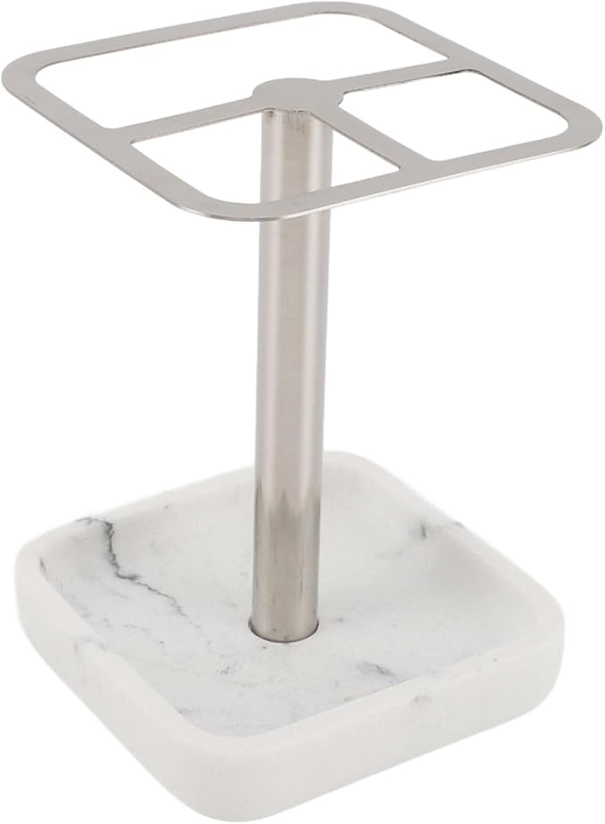 304 Stainless Steel Toothbrush Holder, Bathroom Toothpaste Storage Stand, Rustproof Metal Toothbrush Organizer Stand, 3 Slots Space Saving Toothpaste Organizer for Bathroom(Silver)