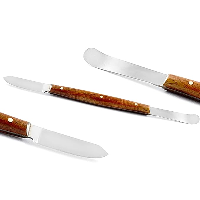 MEDSPO Professional Dental Carvers | Cement Spatula Stock Knife | Single Double End | Sculpting Wax Modeling Mixing | Lab Tools (FahenStock Wax Knife Large)