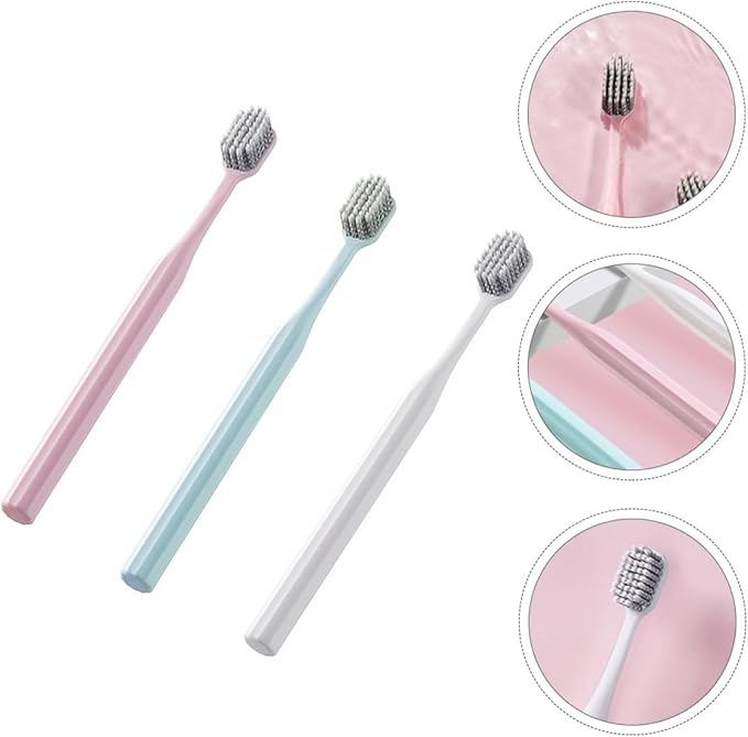 VILLCASE Soft-Bristle Toothbrush Set 3pcs, Ultra-fine Spiral Bristles, Manual Toothbrush for Adults, Personal Oral Care for Daily Use