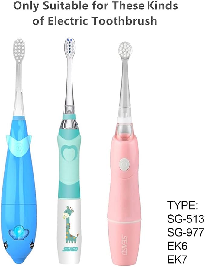 Toothbrush Replacement Heads - SG977 SG513 - SEAGO Kids Toothbrushes Heads for Toddlers - Compatible with SEAGO Electric Toothbrushes Kids (White, 4-Pack)