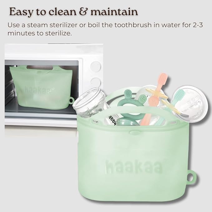 Haakaa 360° Silicone Baby Toothbrush – 100% Soft Food Grade Silicone, BPA-Free, Suction Base, Safe for Babies 6 Months+, Gentle Gum and Teeth Cleaning for Infants, Gum Massager