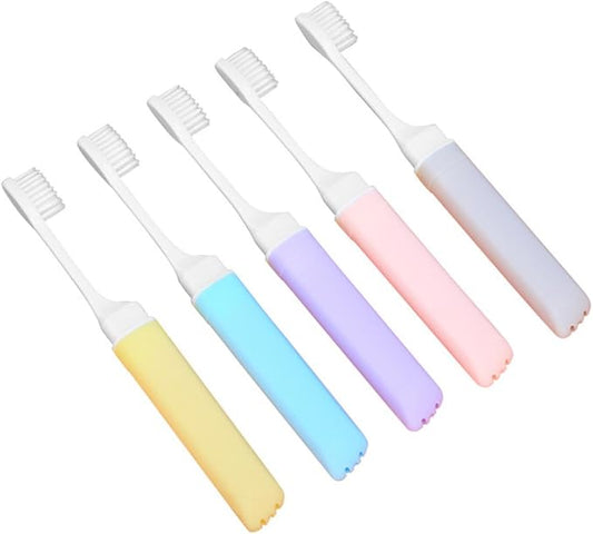GOOHOCHY Professional Soft Bristle Toothbrushes 5pcs Portable Travel Toothbrush Set Convenient Wear-Resistant Daily Tooth Brush for Household Oral Care Random Color Random Color