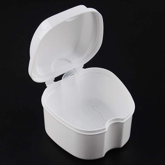 Denture Case, Denture Cup with Strainer, Coolrunner Denture Bath Box False Teeth Storage Box with Basket Net Container Holder for Travel, Retainer Cleaning