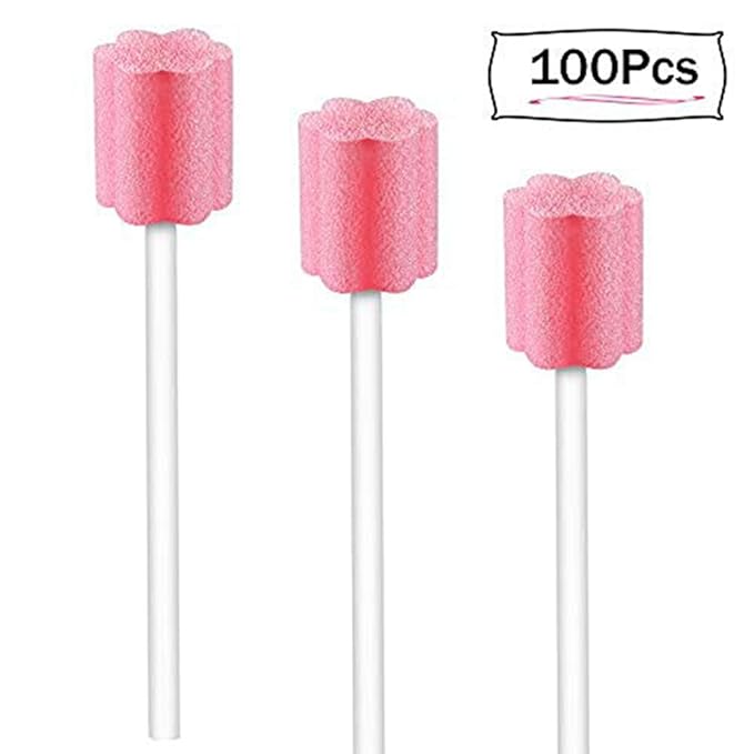 100PCS Disposable Mouth Swabs Sponge - Unflavored, Sterile Oral Swabs Dental Swabsticks for Mouth Cleaning