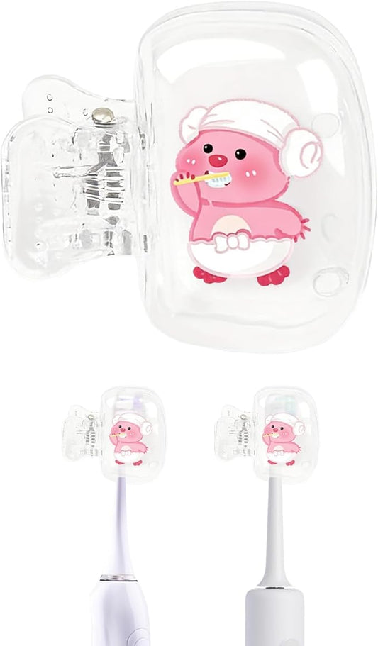 Upgrade Travel Toothbrush Head Covers Toothbrush Protector Cap Brush Pod Case Protective Portable Plastic Clip for Household Travel, Bathroom, School, Camping, Business (H, 2 Pack)