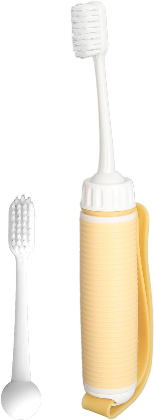 Silicone Toothbrush Easy Hand Grip Toothbrush for Elderly, Prevent Slip, Adjustable Strap, Weighted Handle