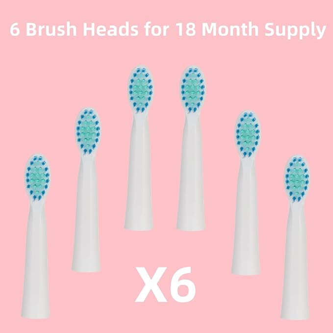 Diamond Sonic Electric Toothbrush Bling Rechargeable Toothbrushes for Adults with 6 Brush Heads Vibrating Toothbrush-5 Modes, USB-C Fast Charge,2Min Smart Timer,IPX7 Waterproof(Pink)
