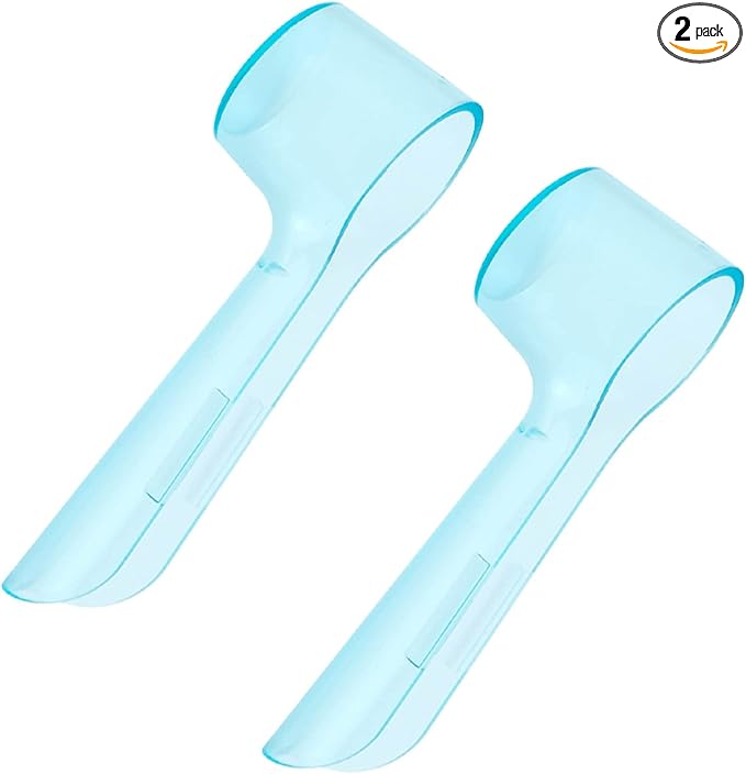 2 Pack Toothbrush Head Covers, Toothbrush Cover Caps Compatible with Oral B Electric Toothbrush Round Heads (Blue)