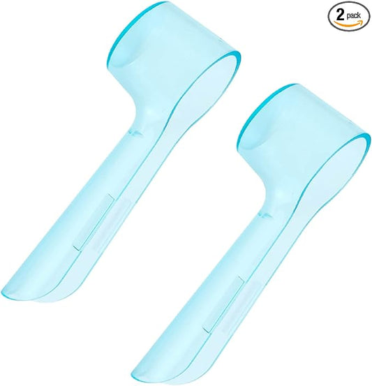 2 Pack Toothbrush Head Covers, Toothbrush Cover Caps Compatible with Oral B Electric Toothbrush Round Heads (Blue)