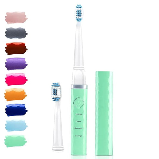 Pop Sonic USB Charge Anywhere Toothbrush(Green) - Rechargeable Toothbrush w/Up to 40,000 Brush Strokes/Minute-Long-Lasting Dupont Nylon Bristles -Teens & Adult with Quadrant Pacer & Timer