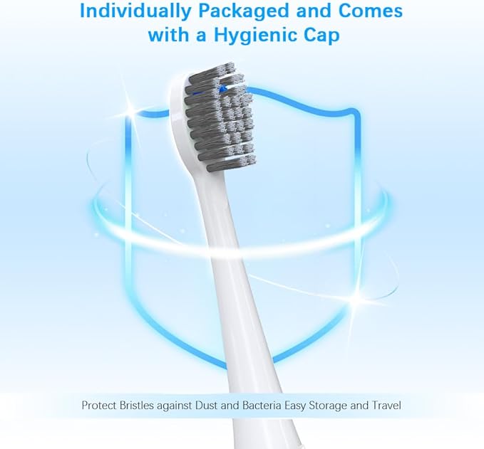 Replacement Brush Heads Compatible for 𝗪𝗮𝘁𝗲𝗿𝗽𝗶𝗸 𝐒𝐨𝐧𝐢𝐜-𝐅𝐮𝐬𝐢𝐨𝐧 2.0 Flossing Toothbrush (SF-01/ SF-02/ SF-03/ SF-04) with 3 Count Soft Bristles (White-Grey, Full Size)