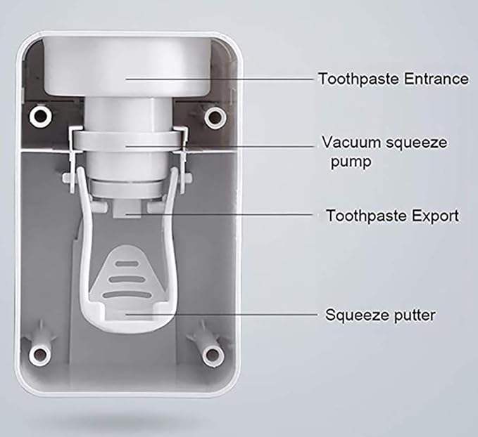 Toothpaste Dispenser, 2 PCS Automatic Toothpaste Squeezer Dispenser for Kids & Family Shower, is Wall Mount Bathroom Accessories with Super Sticky Suction Pad. (Black-Grey)
