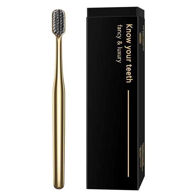Z-VAPRESS Gold Plated Luxury Toothbrush Soft Bristles Toothbrush Travel Toothbrushes for Adults Limited Luxury Gold Plated Toothbrushes