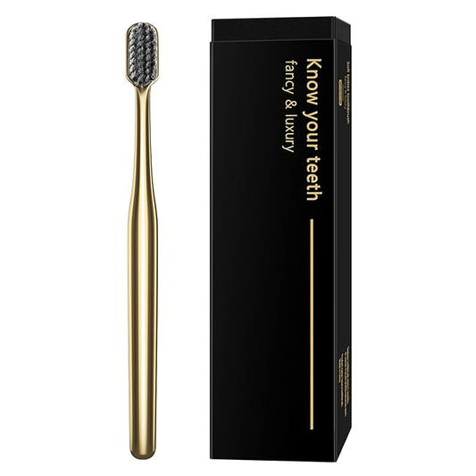 Z-VAPRESS Gold Plated Luxury Toothbrush Soft Bristles Toothbrush Travel Toothbrushes for Adults Limited Luxury Gold Plated Toothbrushes