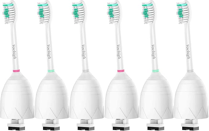 Replacement Toothbrush Heads Compatible with Philips Sonicare: fit Sonicare E-Series HX7022/66, Cleancare & Advance Screw-On Electric Brush Handles, 6 Pack