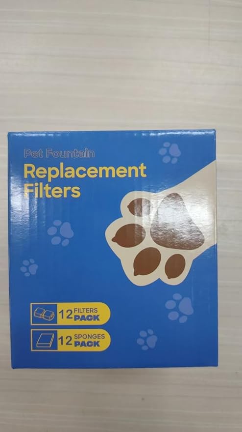 Cat Water Fountain Filter: 24 Cat Fountain Filter Replacement - 12 Carbon Filters & 12 Foam Filters - Suitable for IHOUONE Stainless Steel pet Fountains