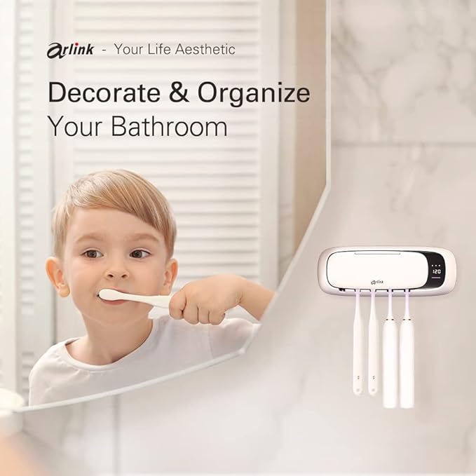 TS65 Toothbrush Heat Dryer Holder, 122°F Heat Drying, 5 toothbrushes Slot, Cordless & Rechargable, Simple Operation and Installation, Bathroom & Toilet Accessories,Taiwan Design