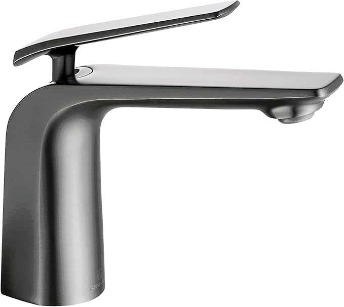 TOCALOCA Bathroom Basin Faucet Gun Grey Modern Bathroom Vanity Sink Faucets Brass, One Hole Single Handle Lavatory Faucet Bath Mixer Taps