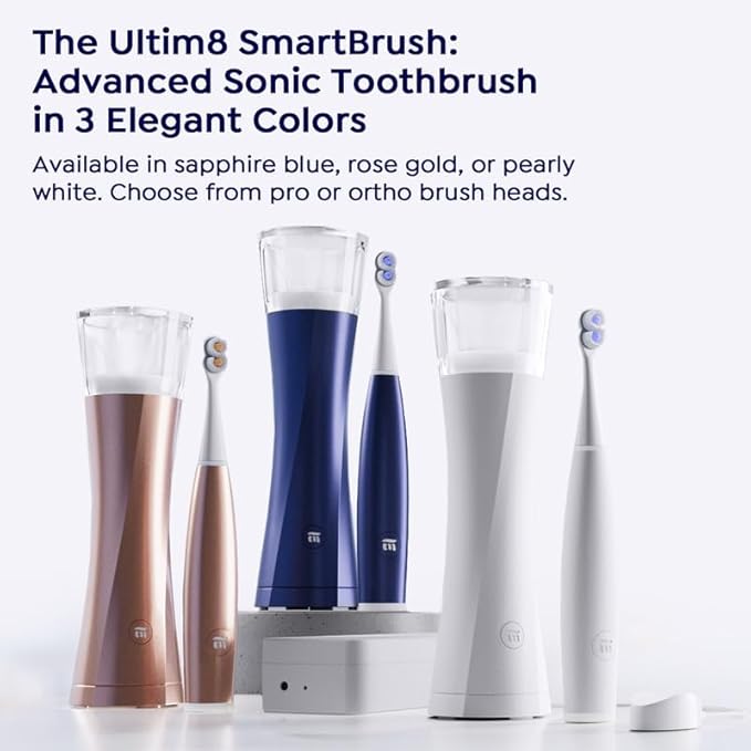 SuperMouth ULTIM8 SmartBrush™ System – Electric Toothbrush with Patented SuperBristles®, Sanitizing SmartHub®, Travel SmartCase®, Dual Sonic Modes, and Pressure Sensor – White