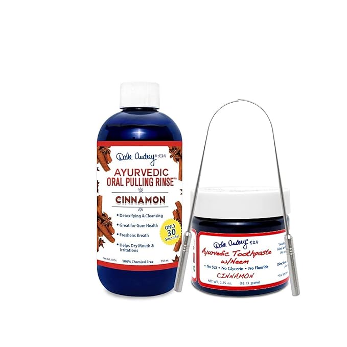 Oil Pulling for Teeth and Gums | Natural Oral Pulling Rinse Mouthwash | Cinnamon Flavor Mineralizing Tooth Paste for Whitening and Sensitive Teeth | Professional Flexible Metal Tongue Brush