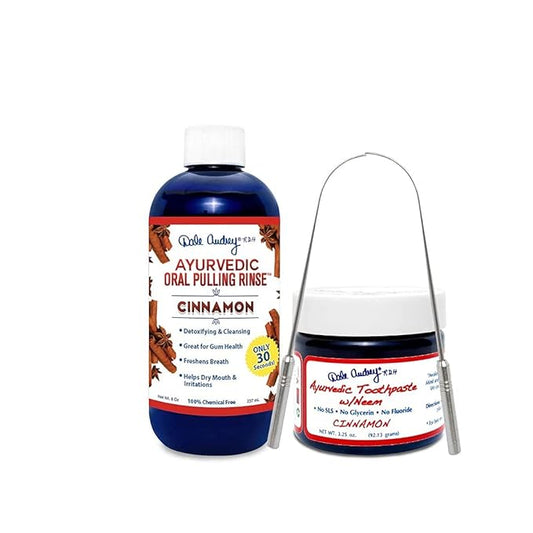 Oil Pulling for Teeth and Gums | Natural Oral Pulling Rinse Mouthwash | Cinnamon Flavor Mineralizing Tooth Paste for Whitening and Sensitive Teeth | Professional Flexible Metal Tongue Brush