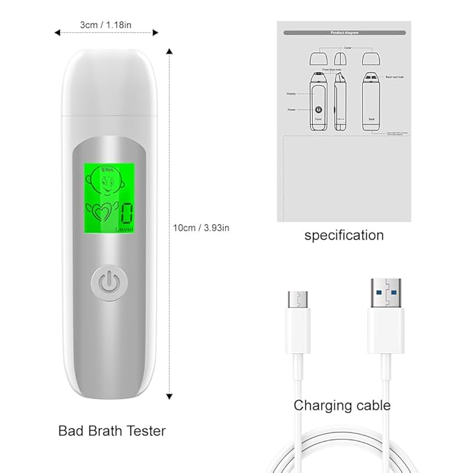 Bad Breath Breathalyzer, Halitosis Monitor, Upgraded Bad Breath Tester Intelligent Analysis for Health