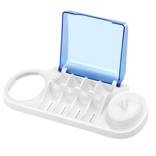 Electric Toothbrush Holder Compatible with Braun Oral-B Pro 1000 5000 8000 Vitality Stages – Charger Base Stand with Brush Head Cover – All-in-1 Storage Solution