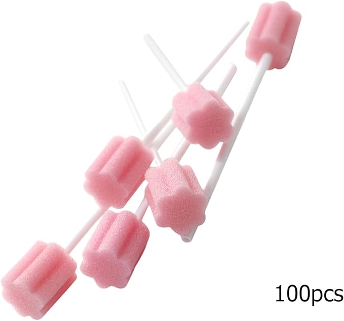 100 Pcs Disposables Orals Care Sponge Swabs Mouth Sponge on Stick Orals Care Sticks Mouth Swabs Tooth Tool