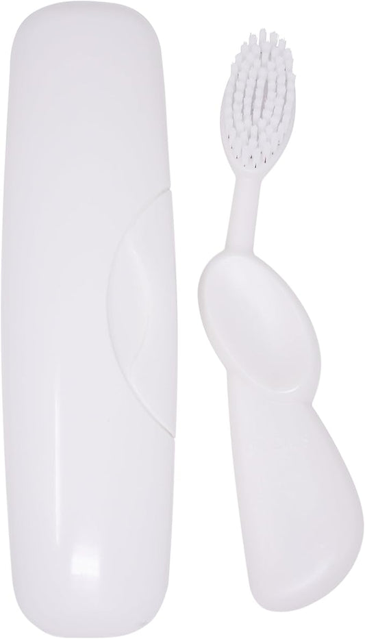 RADIUS Toothbrush Original Big Brush, BPA Free ADA Accepted - Right Hand - White Brush with White Case
