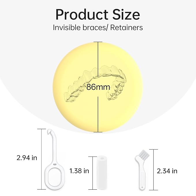 Retainer Case, Slim Aligner Case Compatible with Invisalign, Cute Retainer Box with Silicone Pads, Yellow
