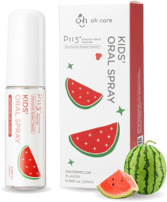 Mouth Spray for Kids Toddler Toothpaste Helper Fluoride Free Baby Toothpaste Cavity Protection Oral Care with Natural P113+ Antibacterial Peptide for Newborns to Age 12 (Watermelon)