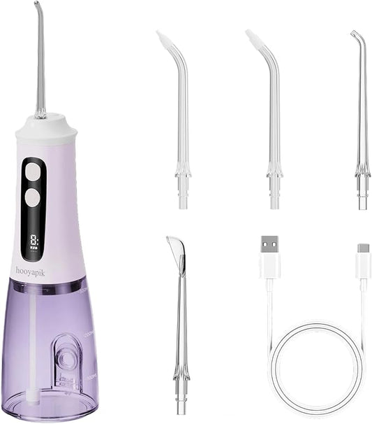 300ml Large Capacity Home Oral Irrigator 9 Modes Water Flosser with Adjustable Pressure for Gum Care/Breath Remover/Dentures (Light Purple)