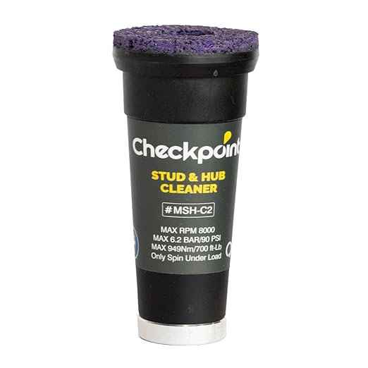 Checkpoint – 2-in-1 Stud and Hub Cleaning Tool for Cars, SUVs & Trucks – One-Piece Design, Removes Rust & Corrosion, Long-Lasting Abrasive Pad (Truck Model)