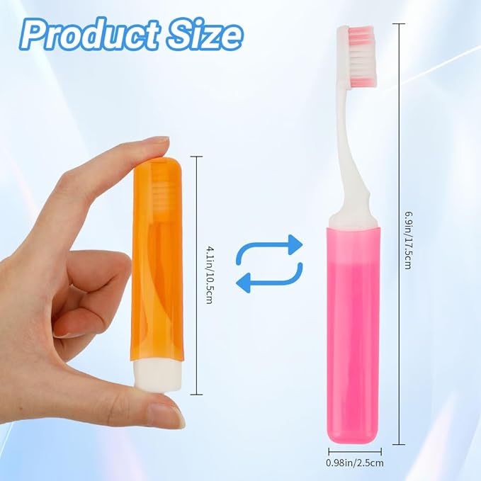 Travel Toothbrush 4PCS Travel Toothbrush Set Mini Toothbrushes Portable Travels Size Toothbrushes Folding Traveling Tooth Brush with Case Small Tooth Brush Individually Wrapped for Home Camping Hiking