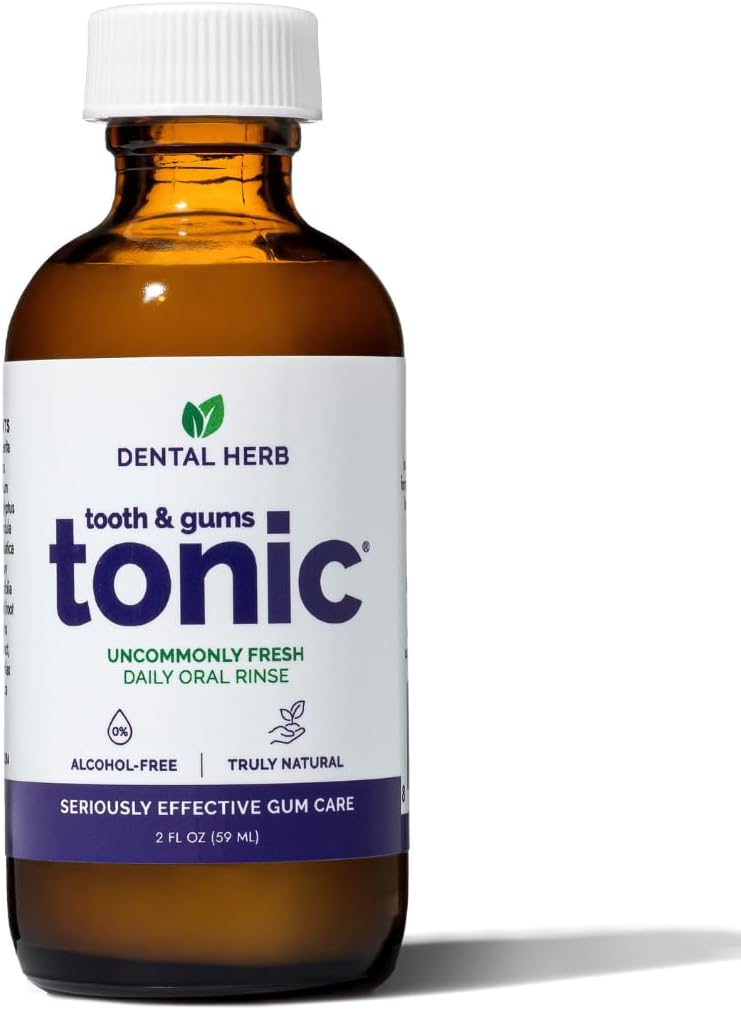 Dental Herb Company Tooth & Gums Tonic Mouth Wash - Travel Size ** (2 oz.) ** Made with Pure Essential Oils to Relieve Bad Breath, Bleeding and Irritated Gums.