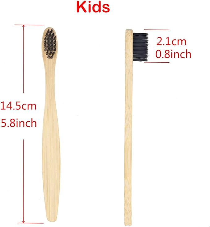 SEVENHEAD Bamboo Toothbrushes Adults & Kids Family Set 6+4 PCS Soft Bristles Wooden Toothbrushes, Natural Biodegradable BPA Free Eco Friendly Toothbrushes Black