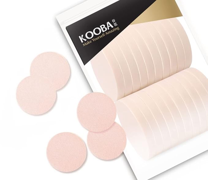 OWLFAVO 20pcs Makeup Powder Round Sponges Latex Free Disposable Beauty Blender Foam Cosmetic Applicator Facial Puffs for Flawless Foundation, Sensitive and All Skin Types