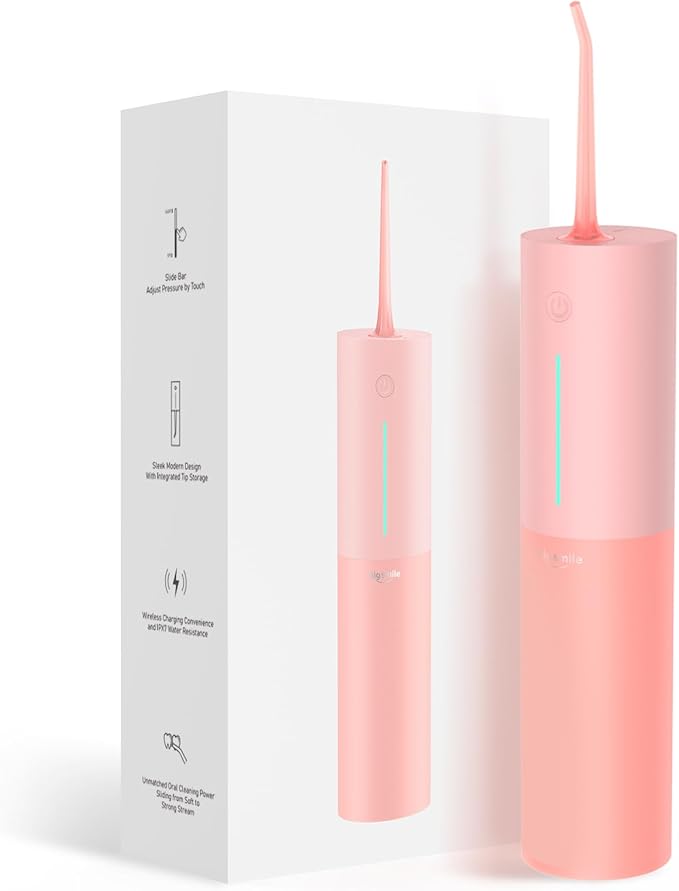 Bigsmile Water Flosser for Teeth, Electric Oral Irrigator, Cordless Water Flosser, USB Rechargeable, IPX7 Waterproof, Effectively Maintain Oral Cleanliness and Health (Pink)