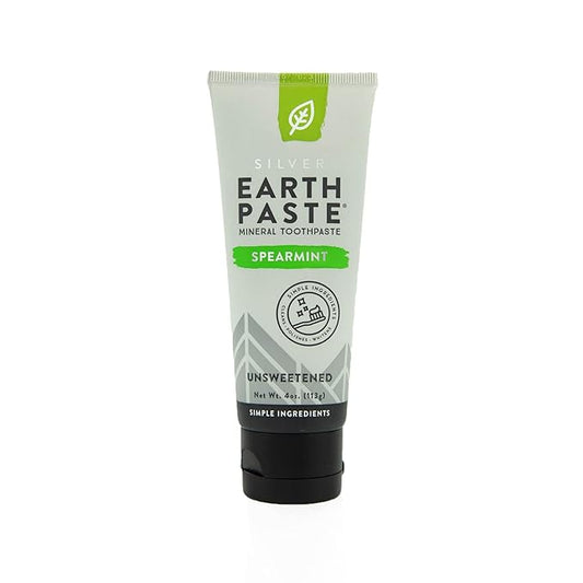 Redmond Earthpaste with Silver - Natural Non-Fluoride Toothpaste, 4 Ounce Tube (Unsweetened Spearmint)