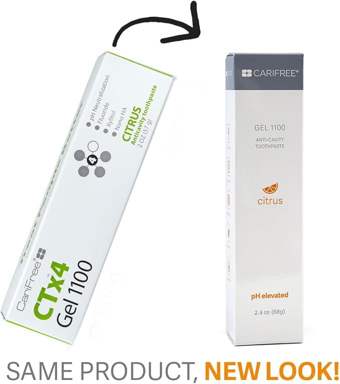 CariFree Gel 1100, Citrus Flavored, Anti-Cavity Fluoride Toothpaste with Nano Hydroxyapatite for pH Neutralization, Cavity Prevention & Enamel Protection, Dentist Recommended, Dentist Developed