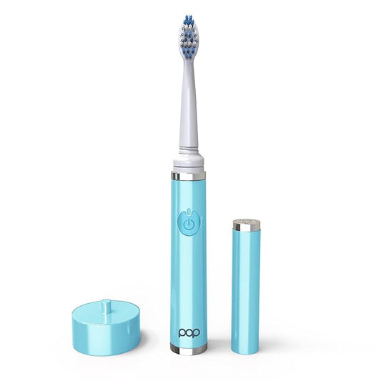 Pop Sonic Ultimate Pro Rechargeable Toothbrush (Hawaiian Blue) - 40,000 Strokes/Min - Long-Lasting Nylon Bristles - Teens & Adults with Quadrant Pacer & Timer