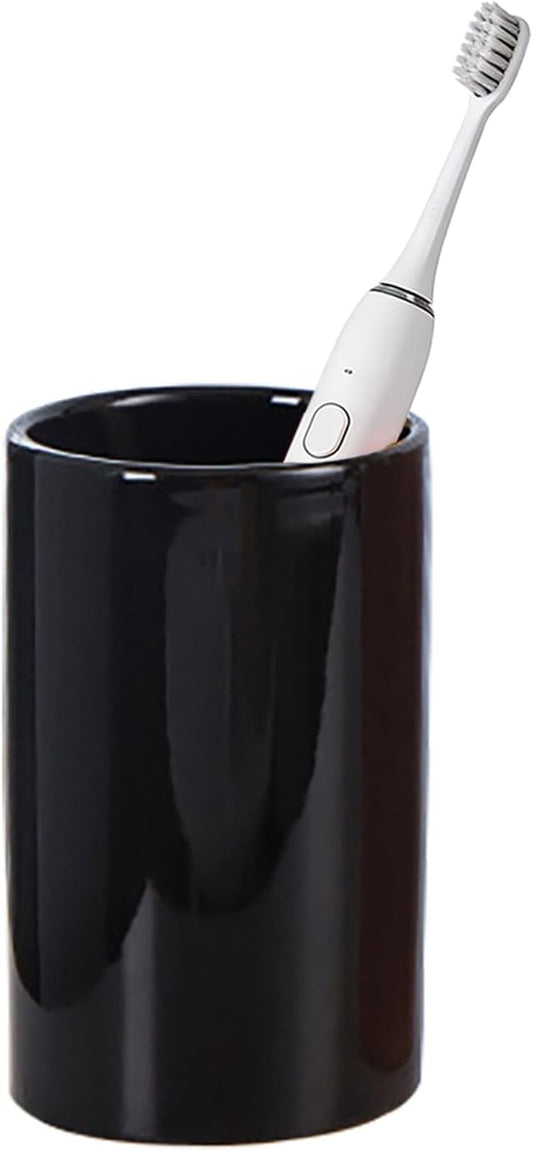Black Ceramic Toothbrush Holders, Electric Toothbrush Holder for Toothbrushes and Toothpaste,Elegant Bathroom Toothbrush Cup(300ml)