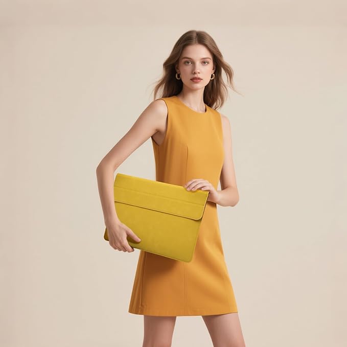 HYZUO 13.3-14 Inch Laptop Sleeve Case with Stand Feature for MacBook Pro 14 M5/M4/M3/M2/M1 2026-2021, MacBook Pro/Air 13.3, 13" 13.5" 13.8" Surface Laptop, HP Spectre X360 13/14, Olive Yellow