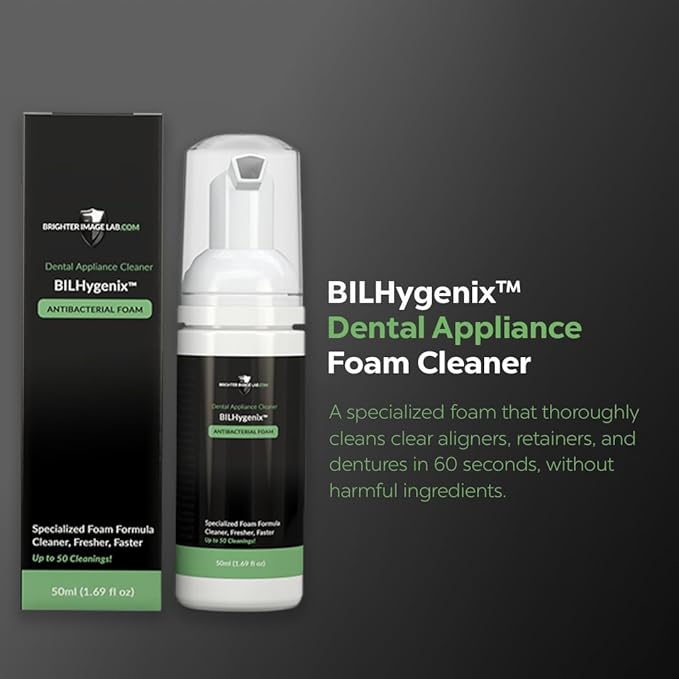 BILHygenix™ Foam Retainer Cleaner & Denture Cleaner | Fast-Acting Dental Appliance Cleaner for Retainers, Dentures, and Removable Veneers | Cleans, Brightens, and Freshens Breath | Brighter Image Lab