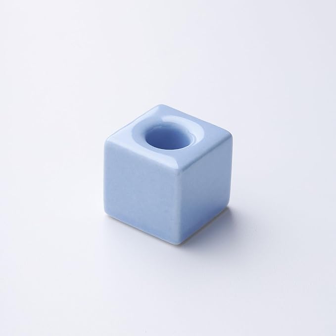 AirMoon Mini Square Ceramic Toothbrush Holder for Bathroom - Blue Small Countertop Organizer, Easy Clean Toothbrush Stand, Suit for Electric Toothbrush Head, Pens & Coffee Spoon