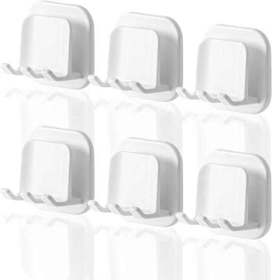 ZDZBLX Toothbrush Holders for Bathrooms, Razor Holder for Shower, Self Adhesive Tooth Brushing Holder Wall Mounted, Toothbrush Organizer for Shower Hanging Towel, Waterproof Hook for Bathroom, 6Pcs