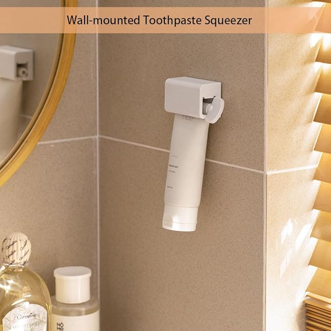 Wall - Mounted Magnetic Manual Toothpaste Squeezer and Roller Set, White Plastic Tube for Cosmetics and Hair Dye, 2 Pack
