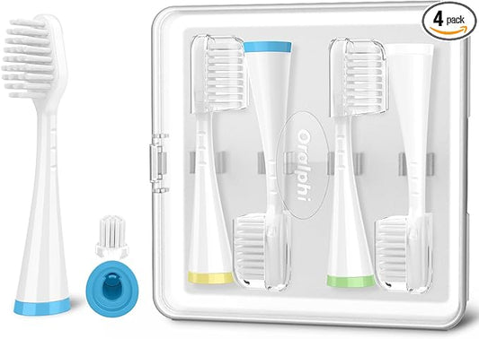 Oralphi Sensitive Gum Care Replacement Brush Heads for Waterpik Complete Care 5.0/9.0 (CC-01/WP-861), STRB-3WW, Ultra Soft Bristles with Cover, Sonic Electric Tooth Brush Refill Heads (4-Pack, White)